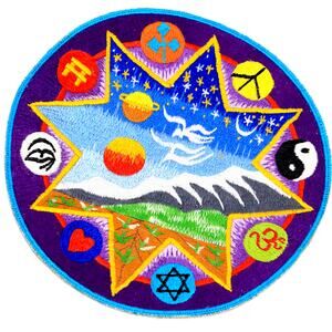Chakra Star Himalayan Mountain Rainbow Color 7" Patch Vintage